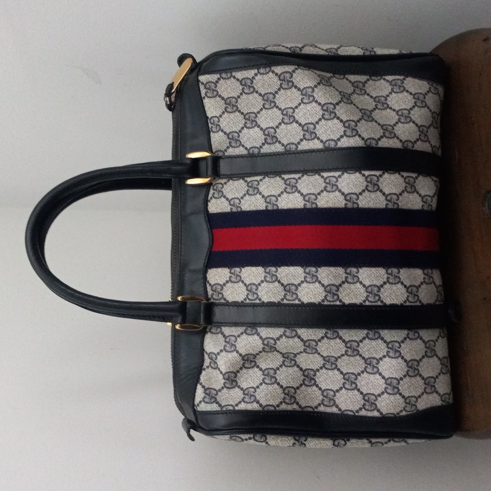 Authentic Vintage Gucci GG Monogram Supreme Sherry Web Ophidia Boston Doctor Bag - Picture 3 of 14